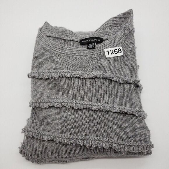 Saks Fifth Avenue Sweater Womens XL Fringe Textured Pullover Wool Cashmere Blend - Picture 8 of 8